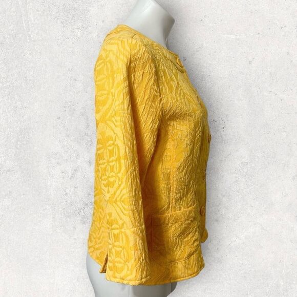 Coldwater Creek Jacquard Jacket Button Front Melon Orange-Yellow Size 8P - Picture 4 of 10